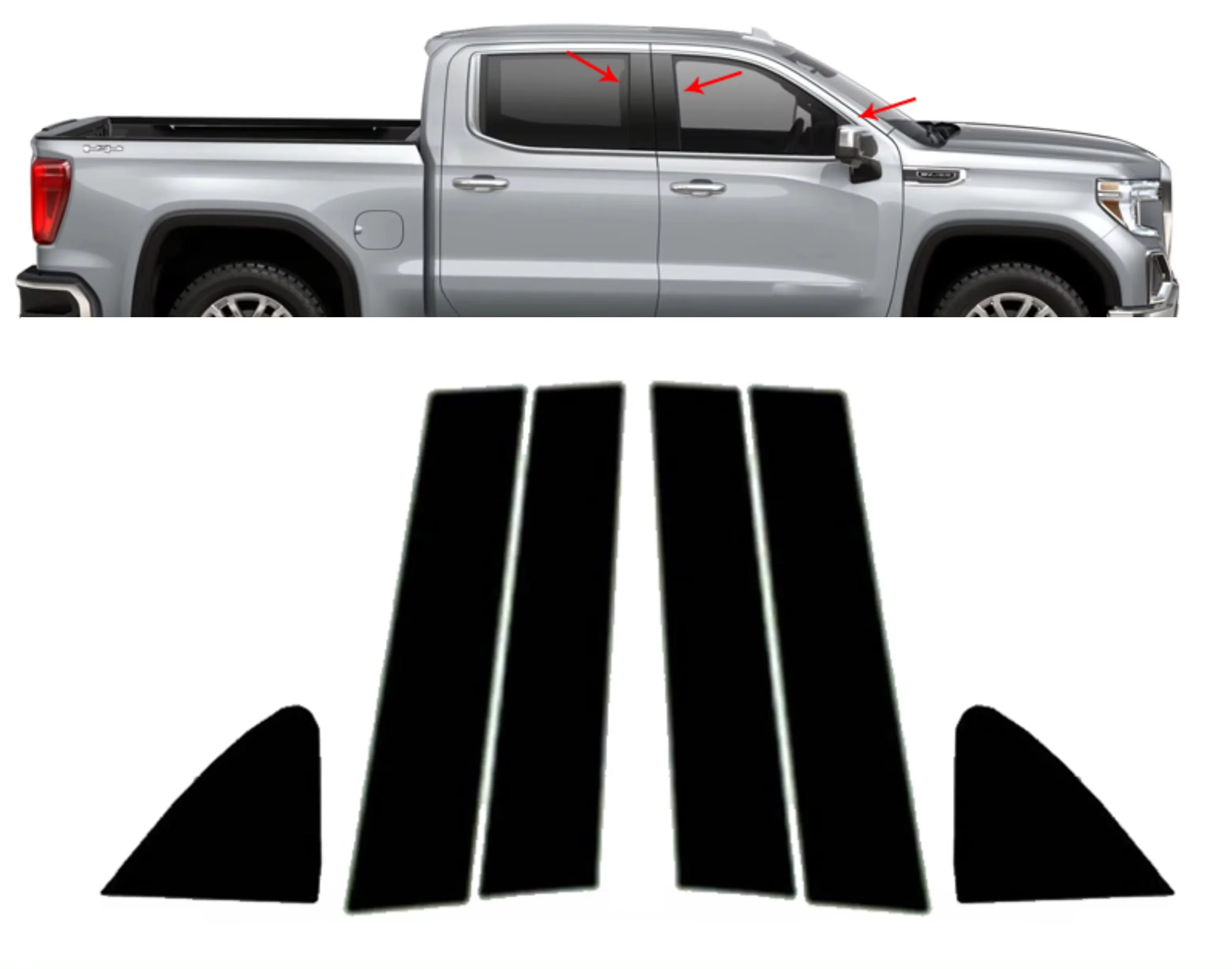 Стойки с глянцевым черным покрытием подходят для Chevrolet Silverado 1500 экипажная кабина