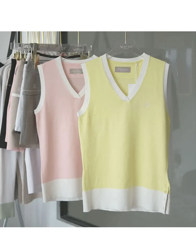 

2022 FL Spring and Summer Korean Golf Clothing Women's Outdoor Leisure Folding V-neck Knitted Vest, Foreign Style Aging Jacket