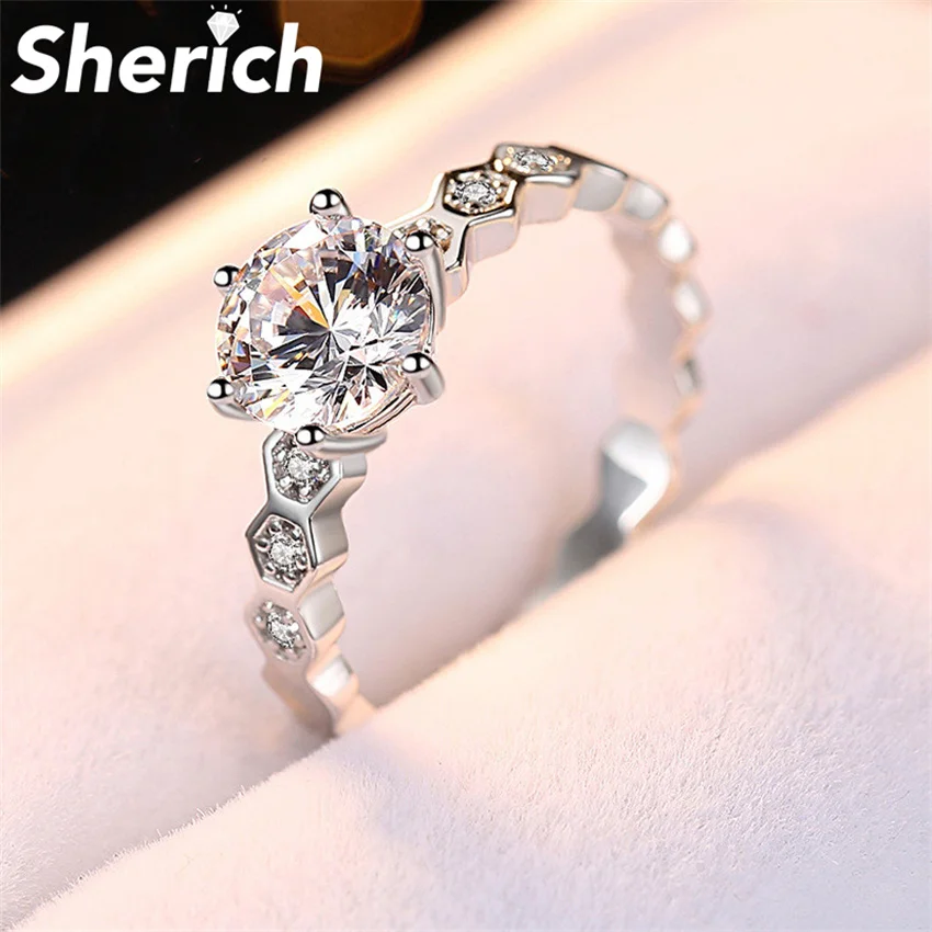 

TbestoneSherich Real Honeycomb Moissanite Engagement Ring 0.5CT 1CT 2CT 925 Sterling Silver Women Engagement Anniversary Jewelry
