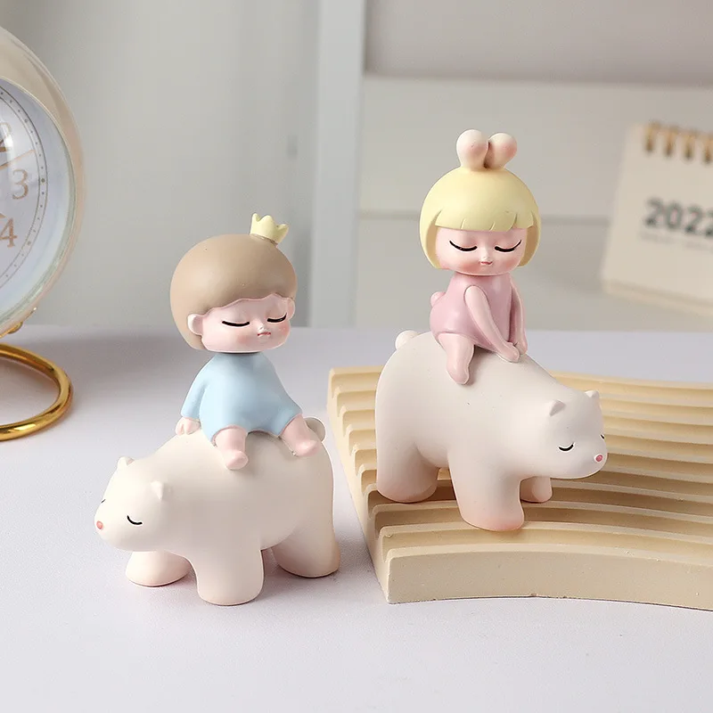 

Nordic Kawai Car Bobblehead Decorating Piece Creative Cute Riding Deer Boy Girl Ins Wind Mini Small Sculpture Home Decoration