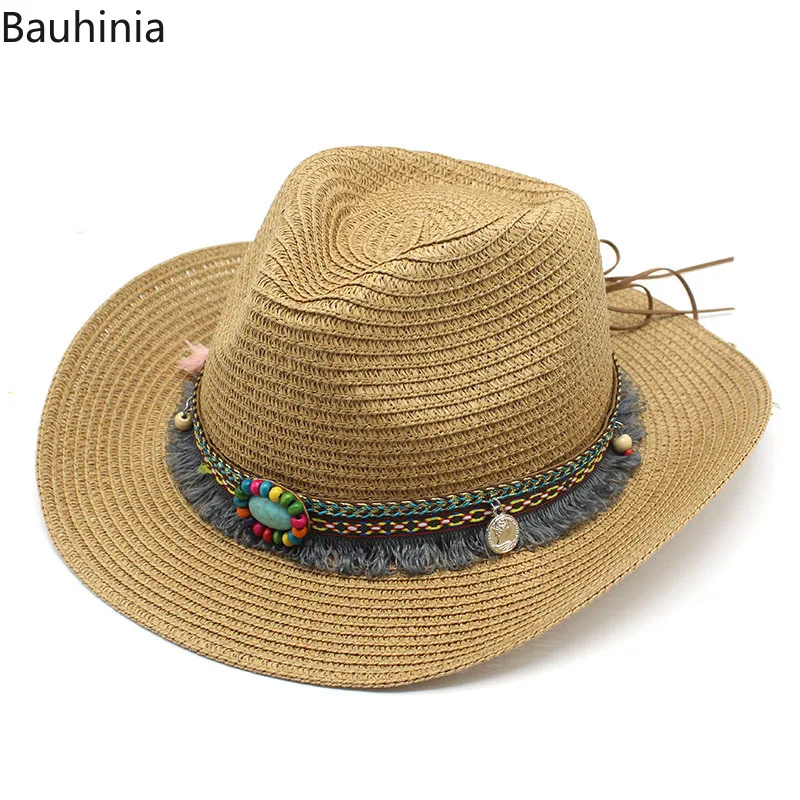 

Bauhinia Summer Women Western Cowboy Hat For Men Outdoor Travel Beach Cowgirl Jazz Sun Hats Sombrero Hombre 56-58CM
