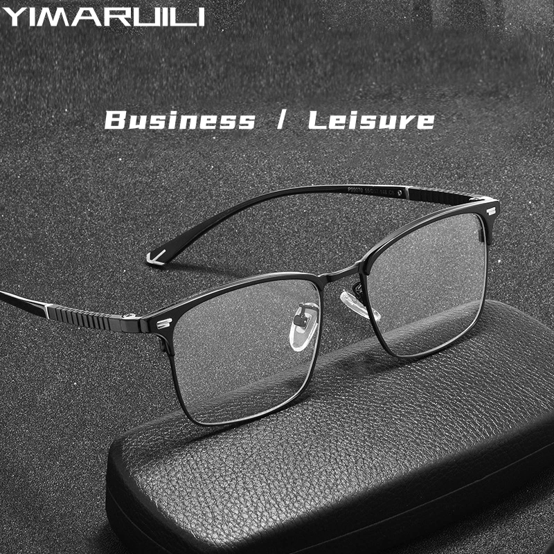

YIMARUILI New Fashion Retro Business Eyewear Ultra Light Flexible Alloy Myopia Glasses Optical Prescription Eyeglasses Frame Men