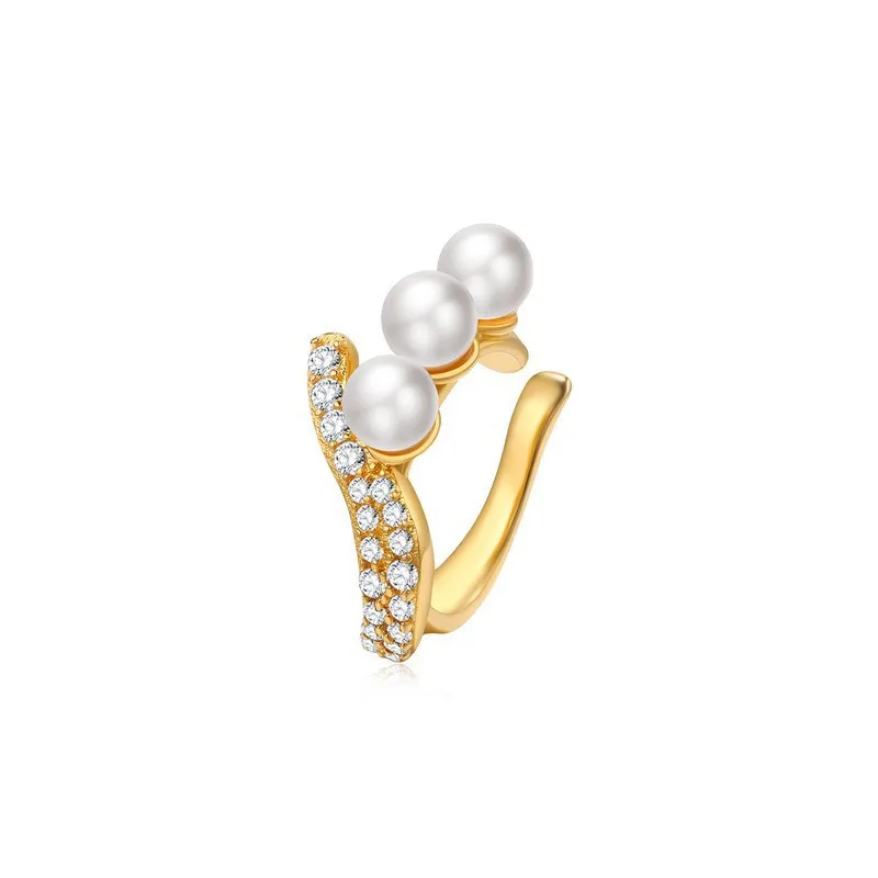 LISM Gold Color Pearl Cartilage Conch Fake Without Piercing Ear Cuffs Earcuff Wrap Rock Earring Cuff Stainless Steel images - 6