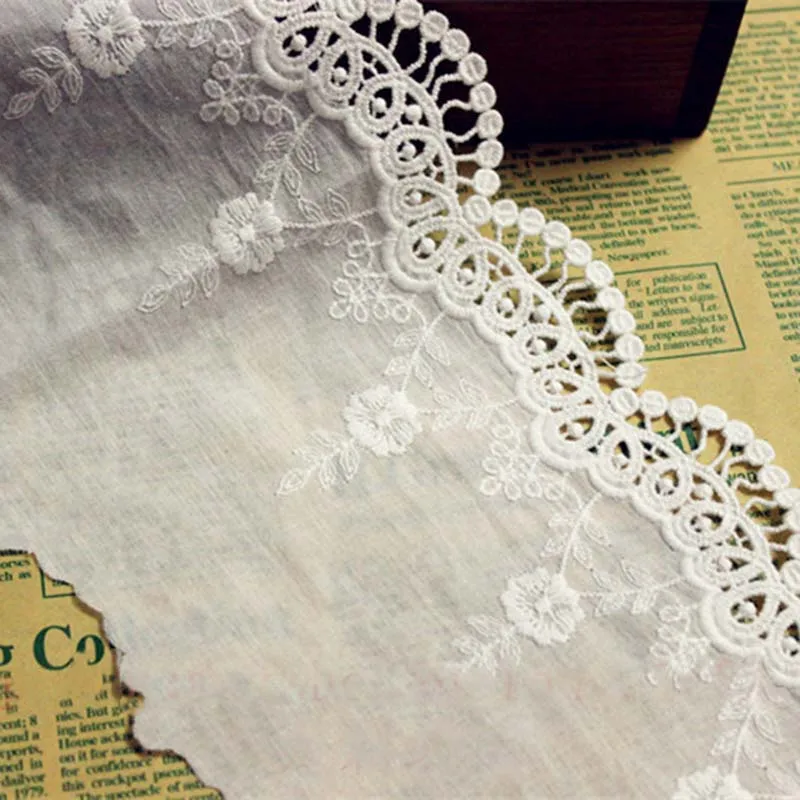 30Yards Cotton Lace Embroidered Ribbon Flowers Lace Appliques Collar Sleeves Trim Curtains Sewing Accessories New