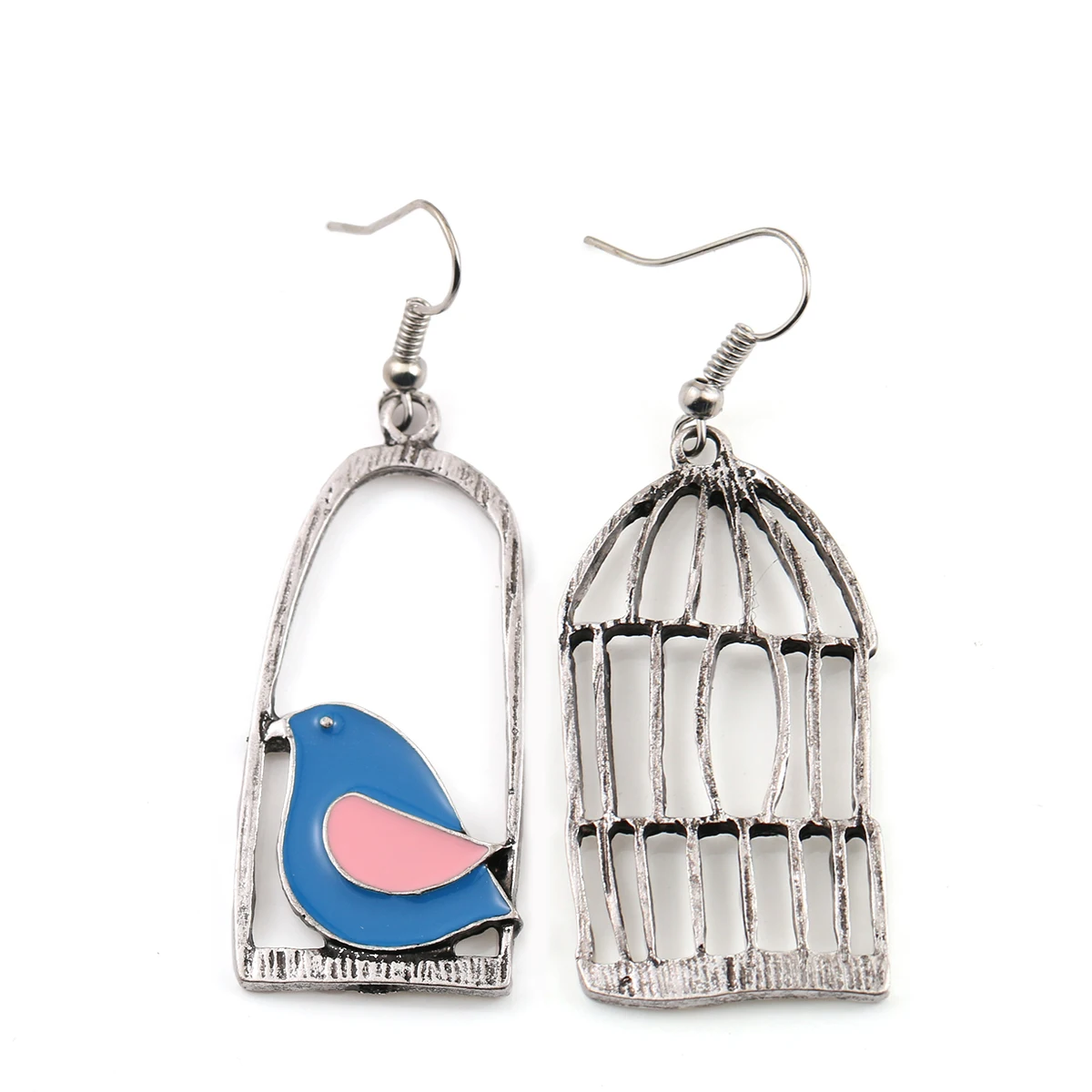 

CARTER LISA Fashion Bird And Bird-Cage Asymmetric Drop Earrings Enamel Simple For Women Brincos Ear Jewelry