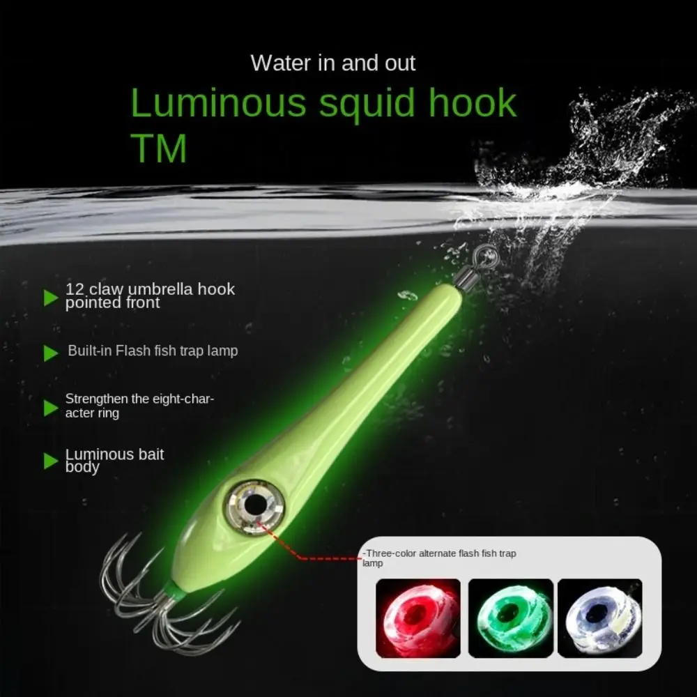 

156g Squid Jigs Fishing Lure 2023 12 needles fish attractor lamp explosive hook Glowing Cuttlefish Squid Baits Night fishing