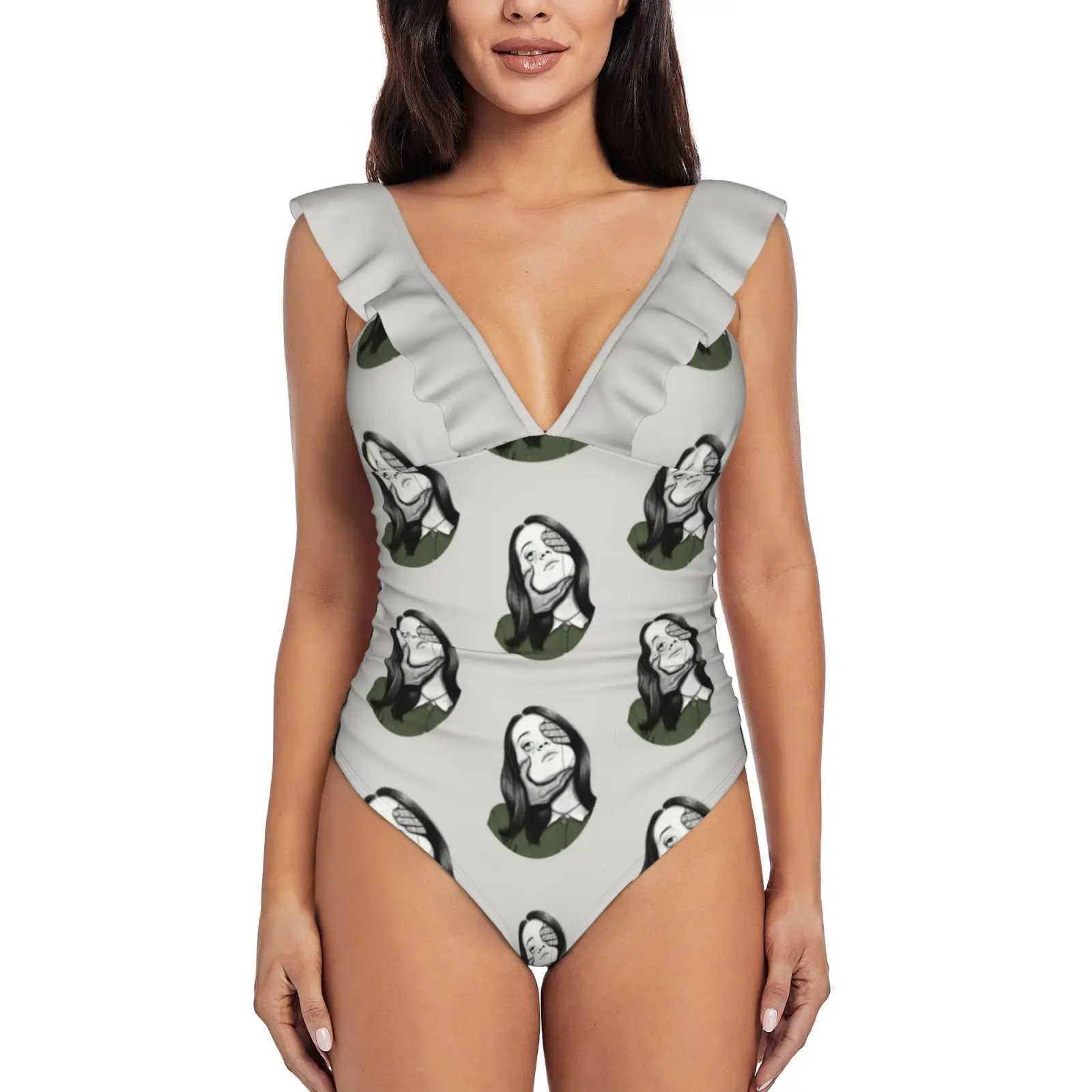 

Привлекательный слитный купальник My Little Eye, женский купальник с оборками, Женский монокини с принтом, женская пляжная одежда, Annette Parry Aparry Стокер