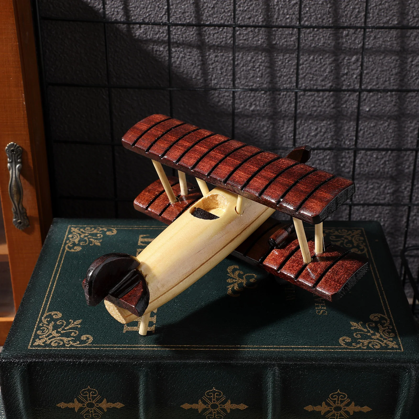 Модель самолета орнамент ретро мини-измельчитель винтажный деревянный декор