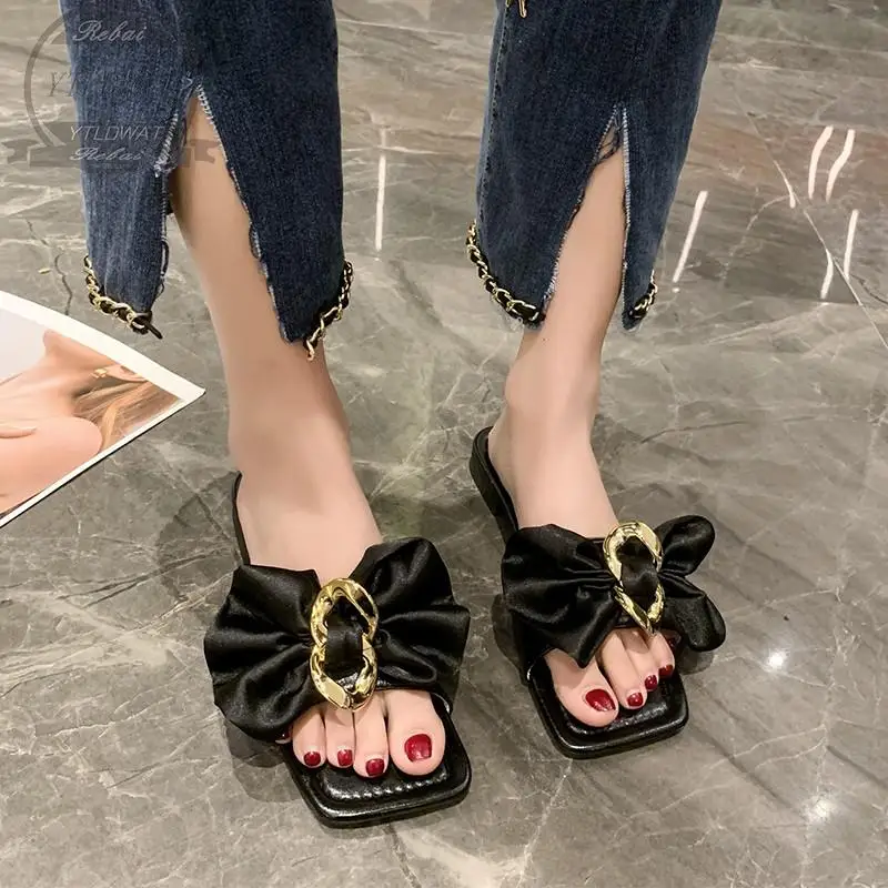 2022 New Women's Summer Slippers Women Sandals Fairy Wind Bow Fresh And Cute Flip Flops Fashion Casual Shoes Ladies 