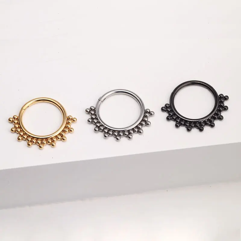 F136 Nose  Daith Tragus Ear Piercing Beads Segment Hinged Nose Clickers 8mm/10mm 16G Cartilage Nose Ring Body Jewelry Anodizing