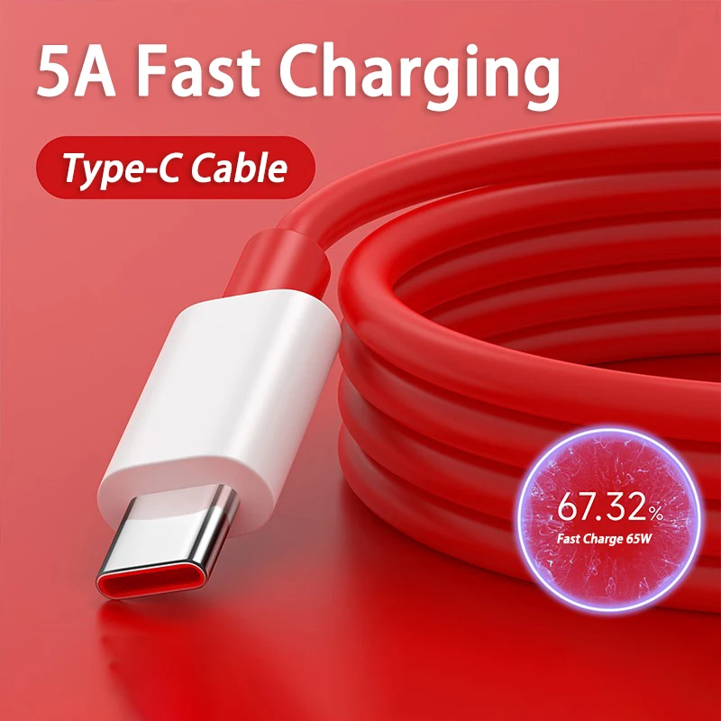 

65W 5A Fast Charging USB C Cable For OnePlus 9 9R N10 CE 2 5G Warp Charge 10 Pro 9RT 8 7Pro 7t 7 T 6t Supervooc Type C Cable