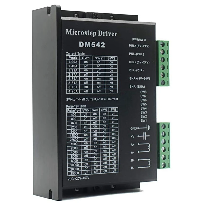 

CNC Digital Microstep Driver DM542 Stepper Motor Controller 2-Phase Digital Stepper Motor Driver 20-50V DC Max 4.2A