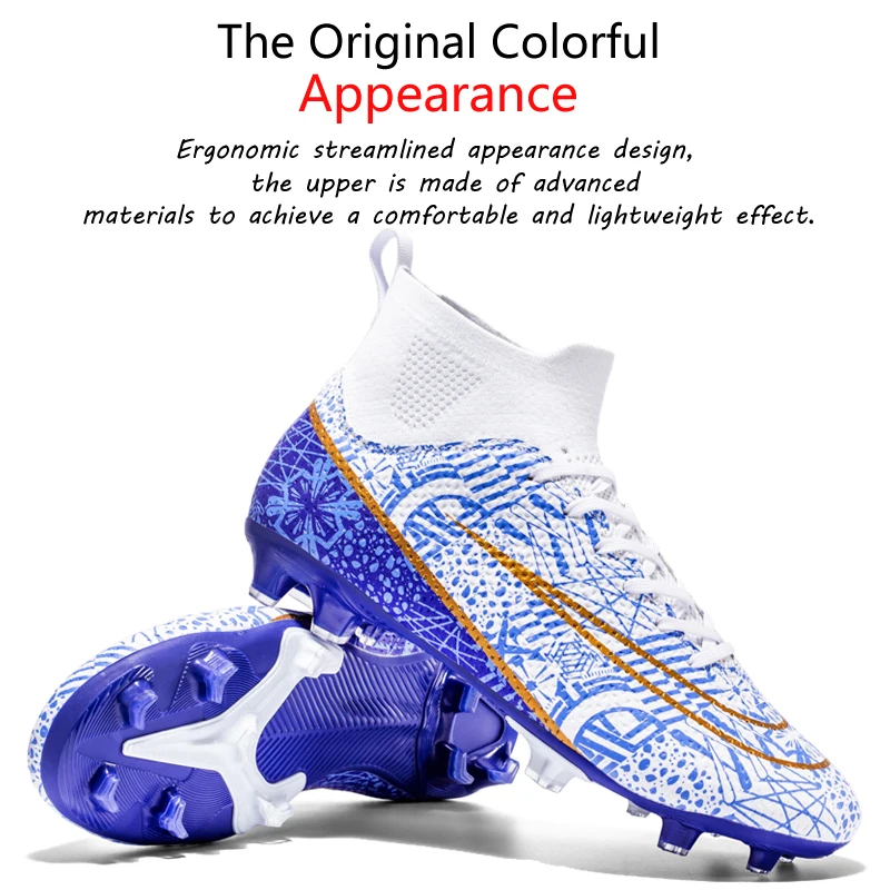 Professional Anti-Skid Wear-Resistant High Top FG/TF Men's Soccer Shoes Training Shoe Children's Football Boots Outdoor Sneakers