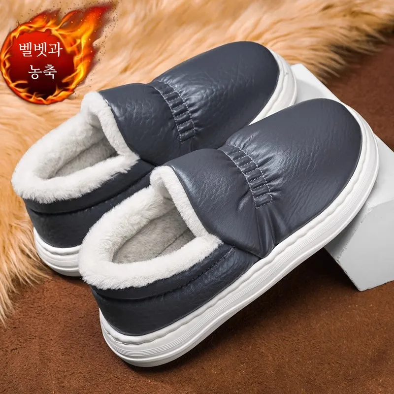 Обувь на хлопковой подкладке. Мужские зимние толстые теплые ботинки флисовой