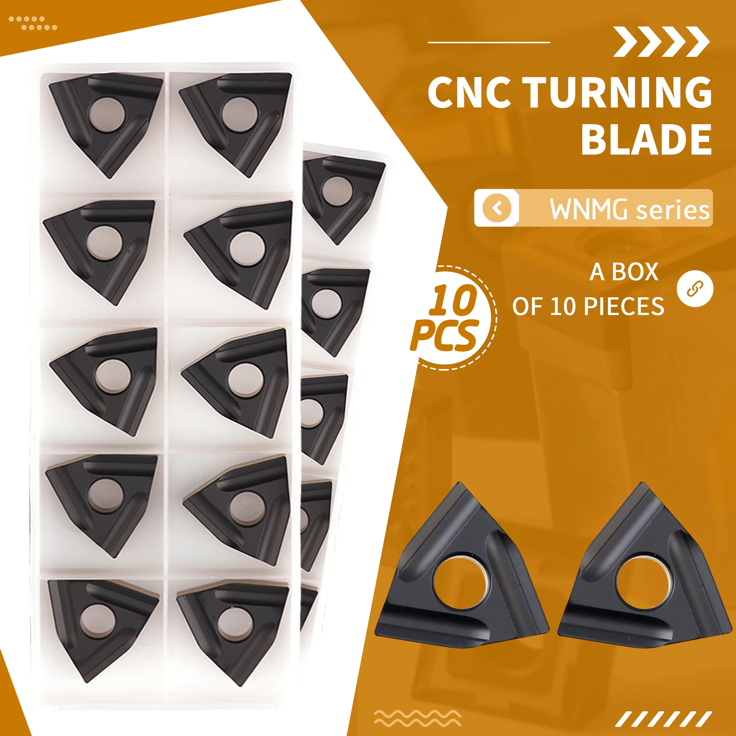 

WNMG080404R-S T8125 WNMG080408L-S CNC Lathe Turning Tool Carbide Insert Machining Cutting Peach Slotting Rough Two-color Coating