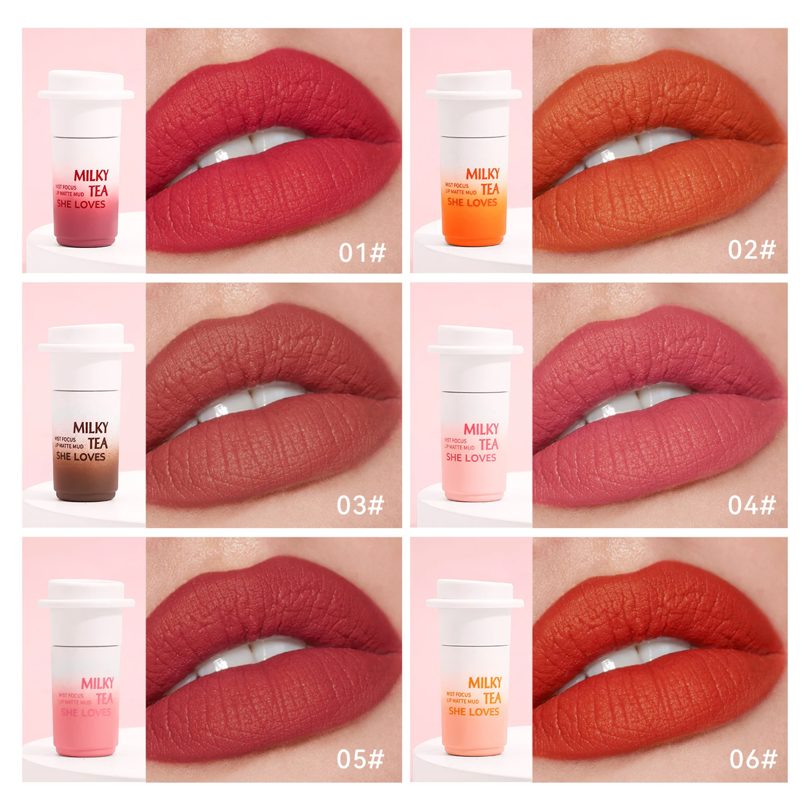 

6 Colors Matte Cup Lip Lacquer No Stain On Cup Waterproof Non-Fading Mouth And Face Dual-Use Lip Gloss Women Lip Makeup Tools