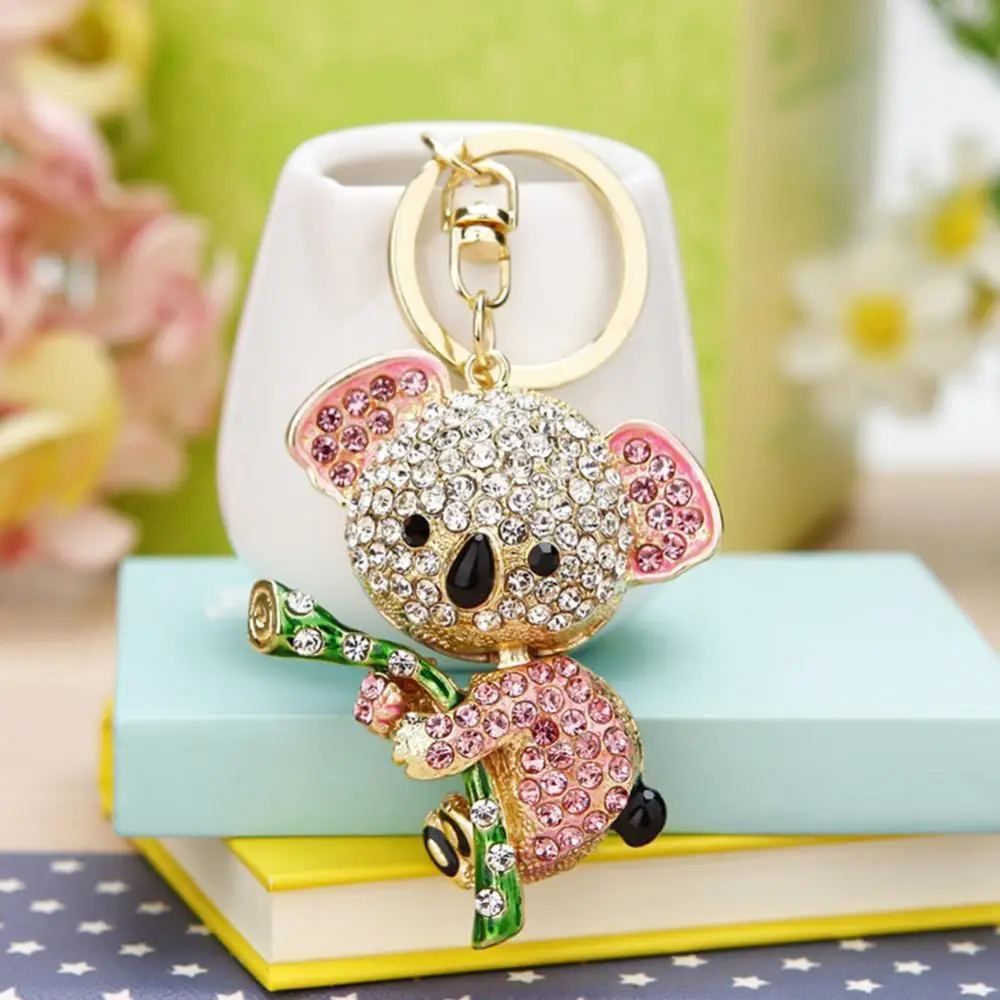 

Cute Rhinestone Inlaid Koala Pendant Keychain Car Key Ring Holder Bag Charm