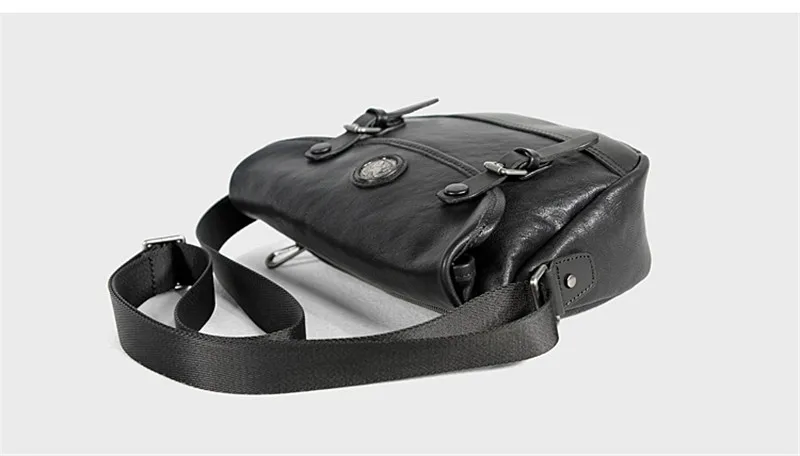 Fashion casual genuine leather men's women's shoulder bag high quality natural first layer cowhide outdoor black messenger bag