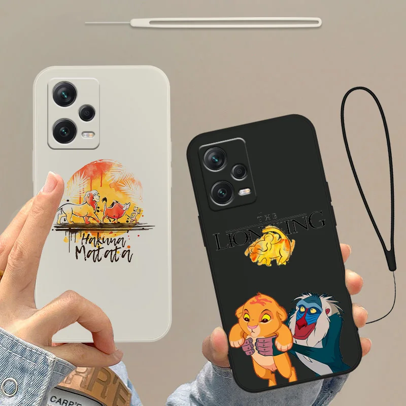 

The lion king Anime Phone Case For Xiaomi Redmi Note 12 11T 11S 11E 10S 10T 10 Pro Plus Liquid Rope Funda Cover