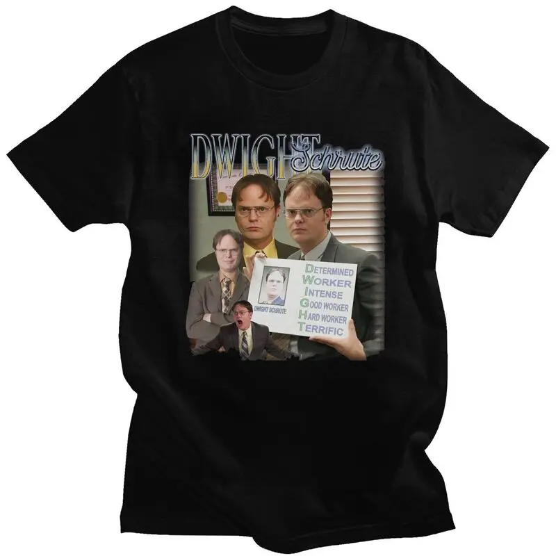 

Funny Dwight Schrute Homage T Shirt Men Short Sleeved Pure Cotton T-shirt TV Show US The Office Michael Scott Tee Fashion Tshirt