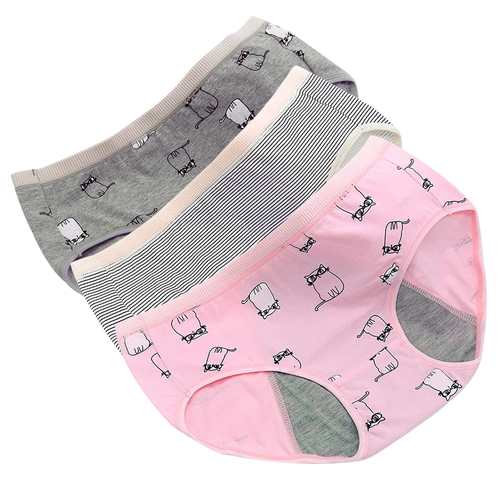 

3pcs Female Menstrual Underpants Cotton Girls Briefs Physiological Underwear