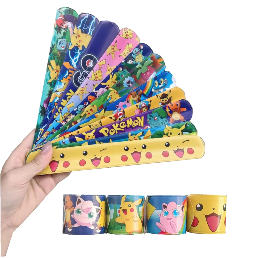 

Pokemon Snap Bracelets Pikachu Eevee Figurine Anime Wristband Kids Pocket Slap Band Cute Toys For Boys Girls Birthday Party Gift
