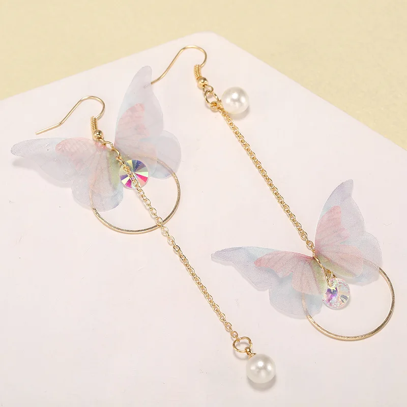 

Asymmetrical Butterfly Earrings For Women Retro Long Wings Circle Earrings Korean Dropping Earrings Fashion Jewelry Gifts