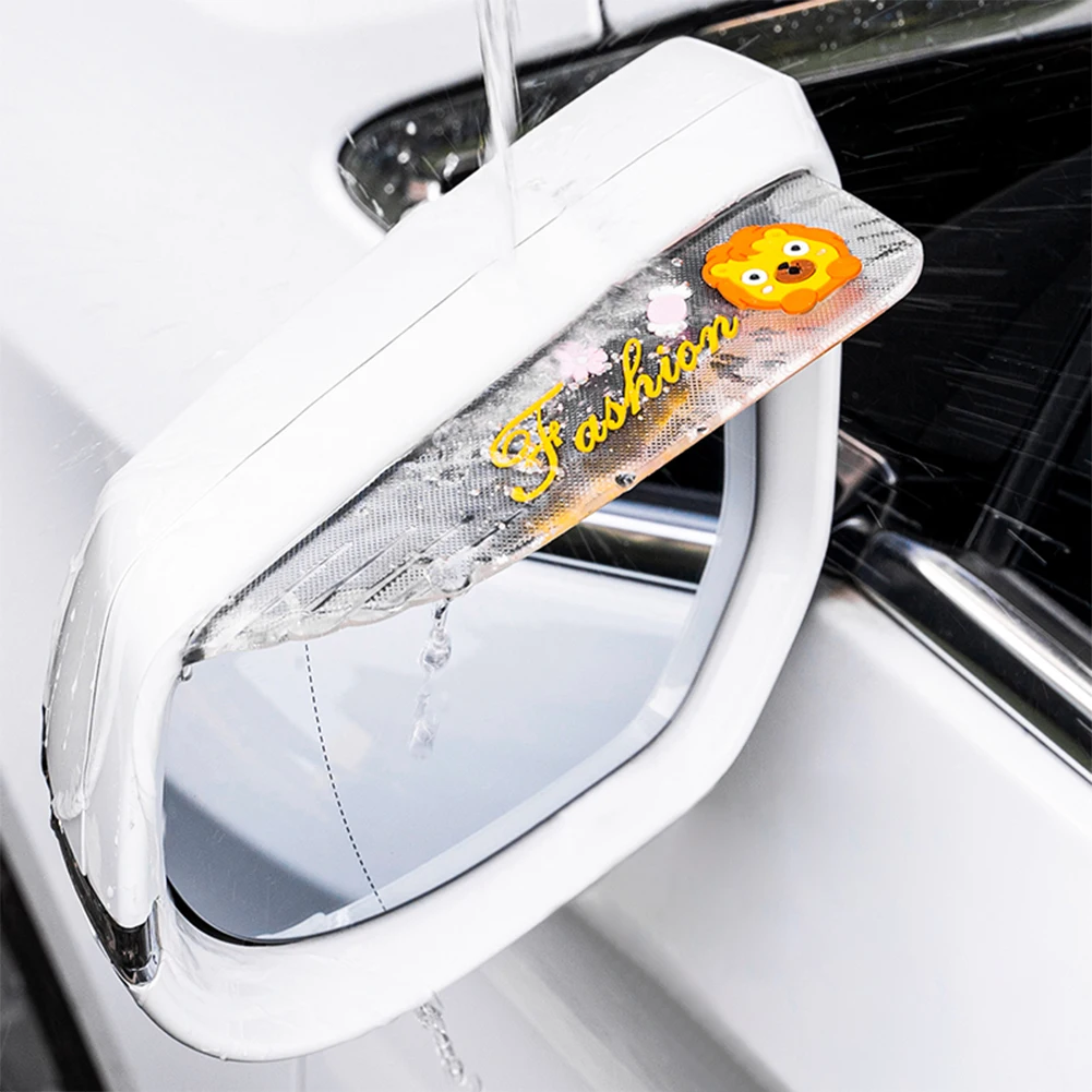 

2pcs Cartoon Car Rear View Mirror Sticker Rain Eyebrow Weatherstrip Auto Mirror Rain Shield Shade Cover Protector Guard