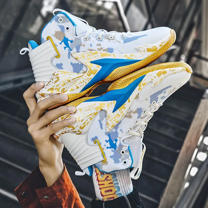 Profession Anti-shock High-top Basketball Shoes Unisex Mesh Breathable Mens Basketball Sneakers Anti-slip Men's Training Shoes