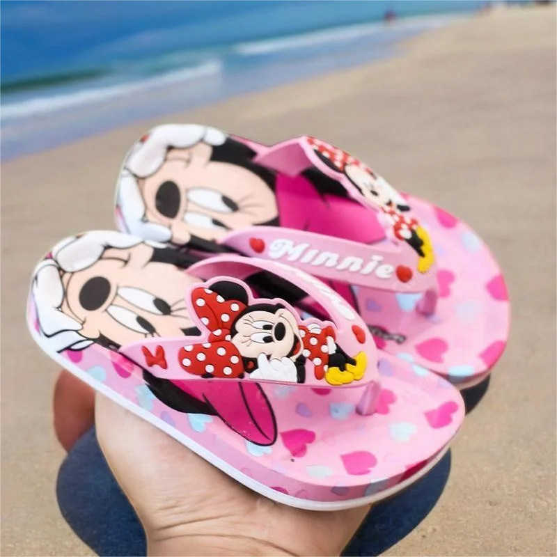 Детские летние шлепанцы с мультипликационным рисунком для девочек сандалии