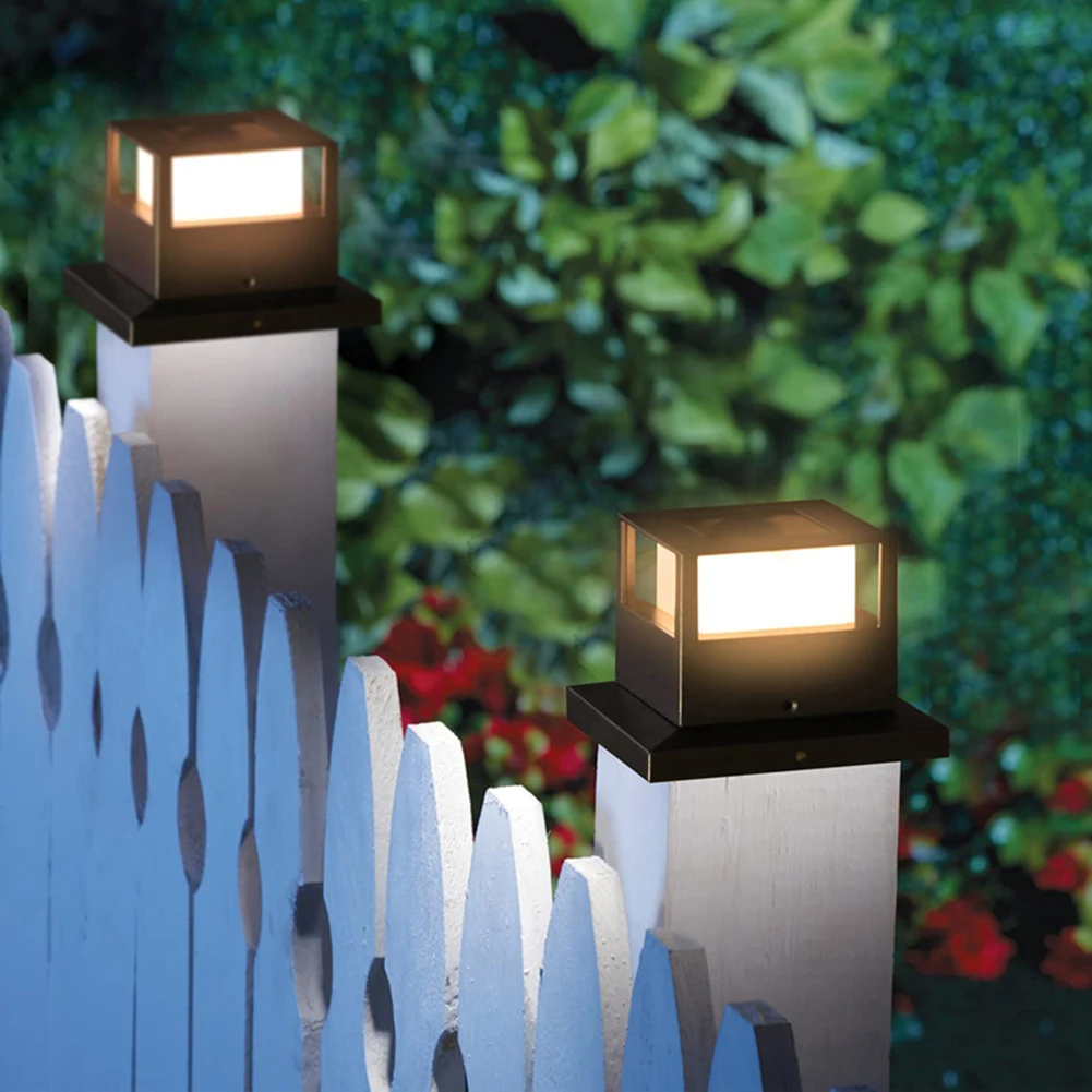 

Уличный современный светодиодный светильник на солнечной батарее, столбик для забора, колонка-фонарь для украшения внутреннего двора, сада
