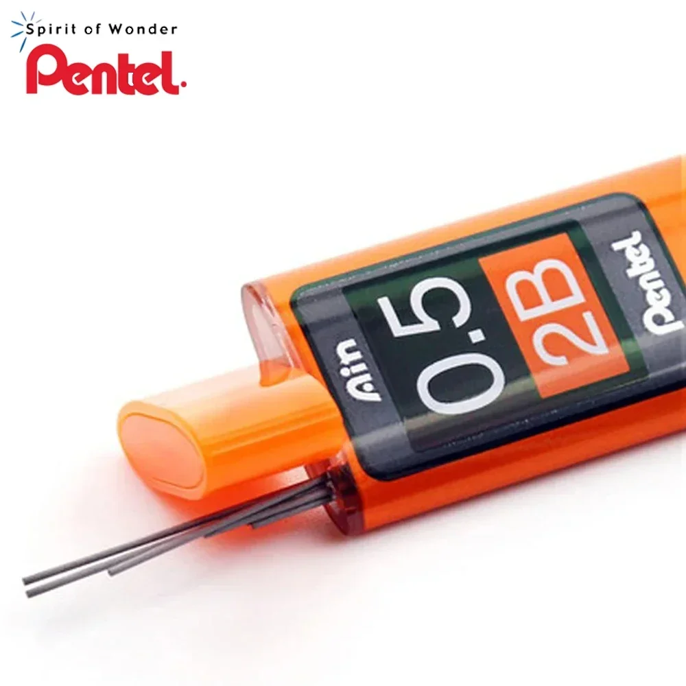 Фото 1 коробка, японский стержень Pentel Lead Refill C275, стержень для механического карандаша HB/2B/H STEIN 0,3/0,5/0,7/0,9 мм, школьные принадлежности, школьные канцелярские принадлежности №2