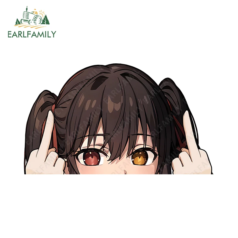 Фото Наклейки на автомобиль EARLFAMILY Tokisaki Kurumi Peeker, художественные наклейки на багажник мотоцикла, водонепроницаемые аксессуары для украшения автомобиля своими руками №2