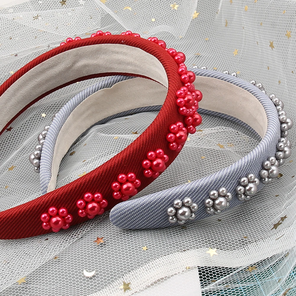 Лидер продаж повязка на голову с жемчужной губкой бусина для ногтей ручной