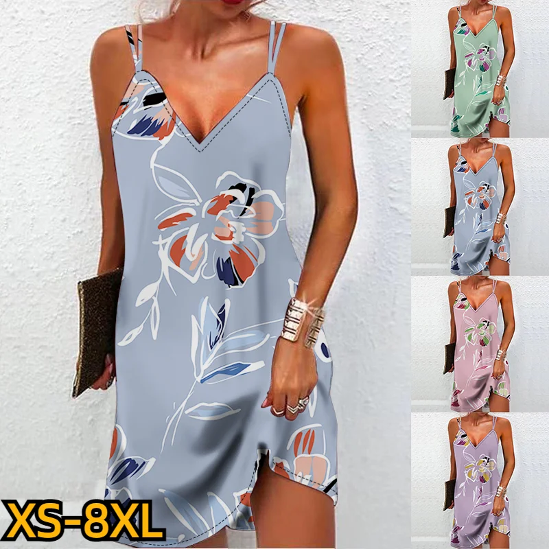 

Летнее модное платье-комбинация, модное платье без рукавов до колена, новое дизайнерское платье с рисунком, свободная тонкая юбка, женское элегантное платье