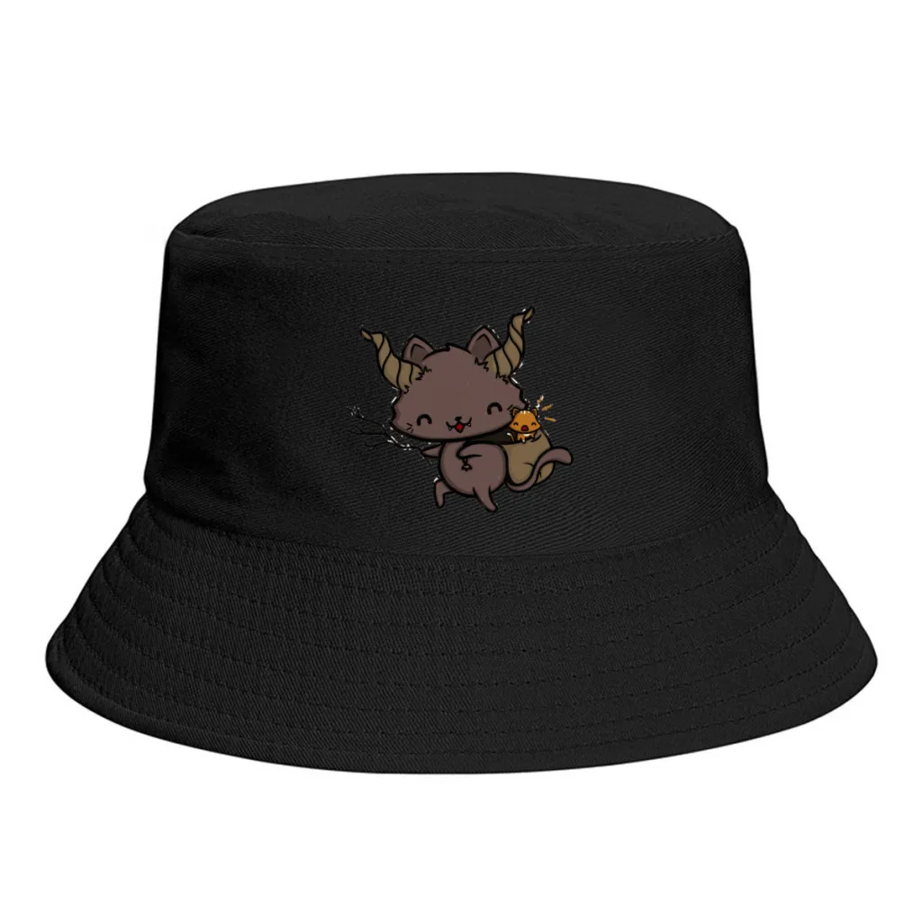 

2022 New Summer Kram Puss Bucket Hats for Unisex Horror Tale Outdoor Foldable Bob Fishing Fisherman Hat Girls Boys Panama