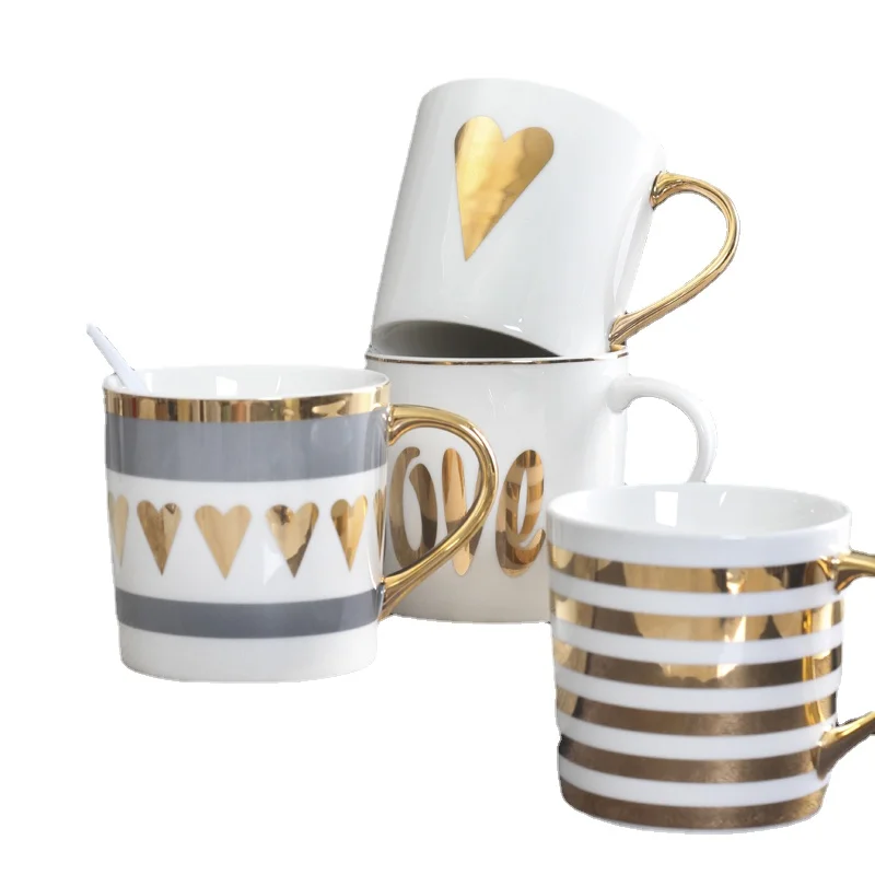 

Best Fine Flawless Ceramic Coffee Cups and Mugs Gold Painting Porcelain Water Mug Para Cafe Amoureux Love Gift Drinkware Tools