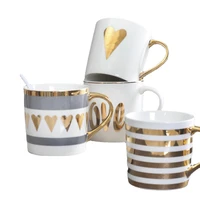 best fine flawless ceramic coffee cups and mugs gold painting porcelain water mug para cafe amoureux love gift drinkware tools