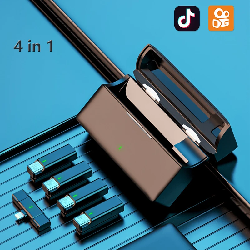 

Wireless Lavalier Microphone 2 In 1 4 In 1 30m Recording Vlog For Tik Tok Youtube Live Audio Video Noise reduction Mini Mic