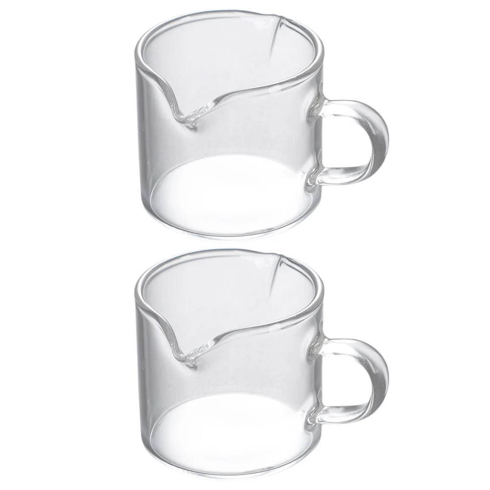 

2pcs Frothing Pitcher Latte Cup Clear Glass Cream Pitcher Coffee Shot Glass Restaurant Coffee Mugs Crystal Glass Creamer