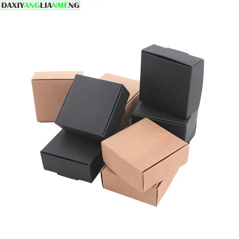 

50pcs/lot 8.4x6.2x2.2/13x7x2/15x8x1/17x9x1cm Retro Kraft Paper Present Boxes Gift Packaging Box Wedding Party Favor For Jewelry