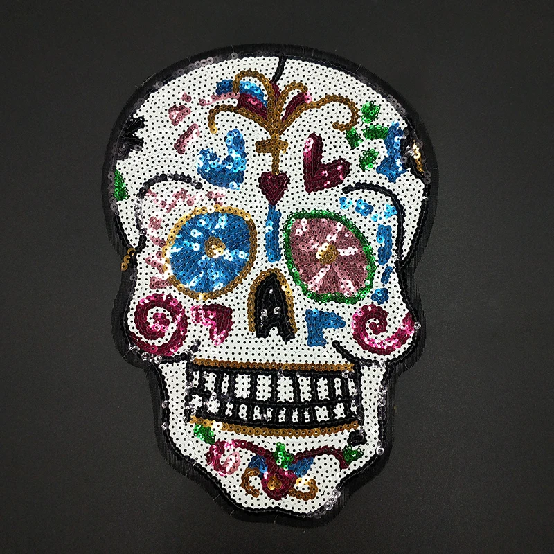 

Fashion Domineering Sequin Skeleton Embroidery Animal Patch Sew on For Clothing DIY T-Shirt Jacket Coat Punk Rock Decoration