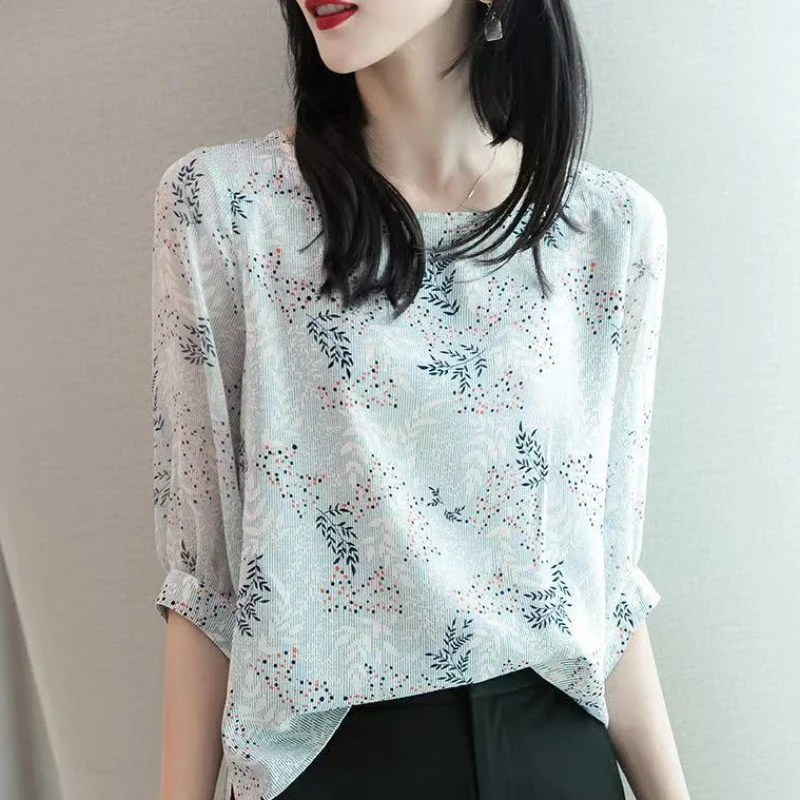 Женский шифоновый топ с коротким рукавом рубашка