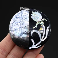 vintage natural mother of pearl pendants big round paint flower shell for jewelry making diy women necklace party gifts