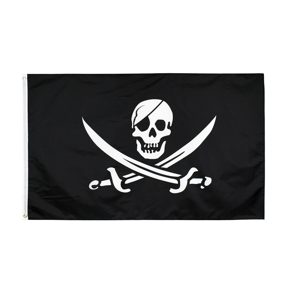

FLAGJM 90x150cm Jolly Roger Skull Bone With Double Knife Blades Pirate Flag For Decoration