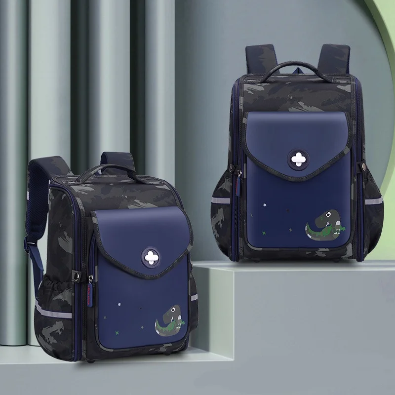 New Primary Children Cartoon Unicorn Dinosaur Backpacks Grade 1-6 Cute Girl Boy Breathable Fashion British Style PU Schoolbags