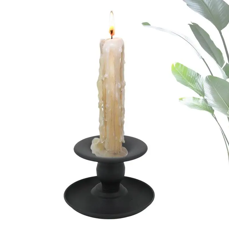 Black Iron Candlestick Holders Vintage Candle Base Holder For Christmas Party Fireplace Club