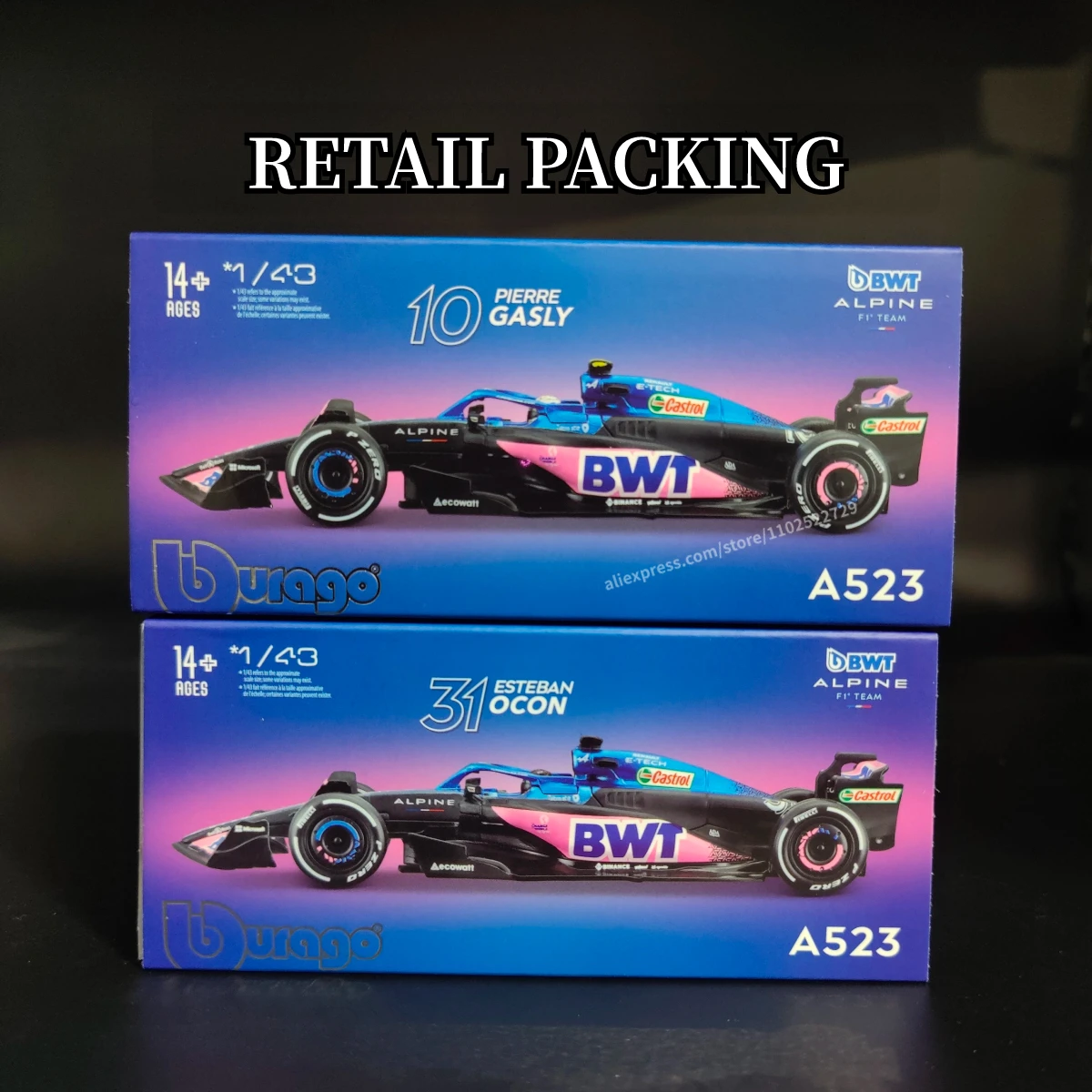 BBURAGO F1 2023 Alpine A523 Литая под давлением модель автомобиля в масштабе 1:43 копия