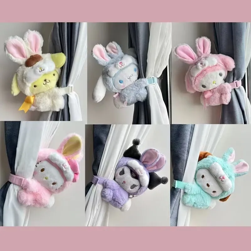 

Sanrio, Hello Kitty Cinnamoroll Kuromi Mymelody Pachacco Симпатичная плюшевая кукла занавеска Kawaii пушистая мягкая игрушка украшение для комнаты