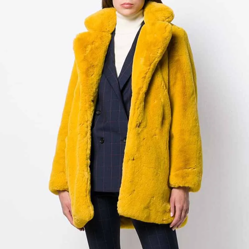 Faux Fur Coat Women 2022 Winter Long Jackets Female Casual Thick Warm Loose Clothing Ladies Solid Jacket Autumn Vintage Outwear